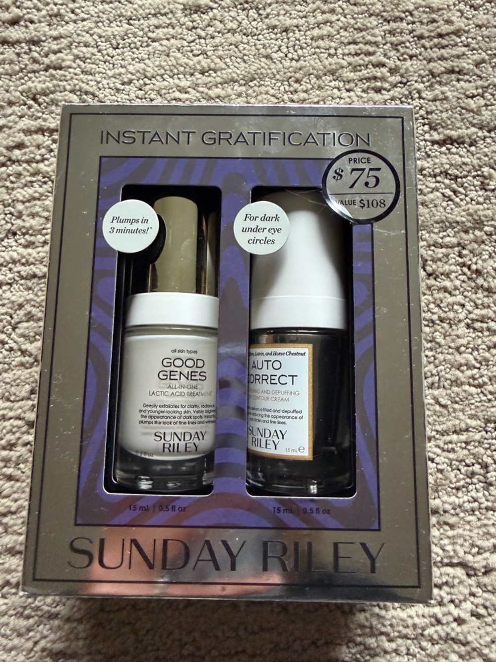 Sunday Riley Instant Gratification Duo - Good Genes (.5 fl oz) and Auto Correct